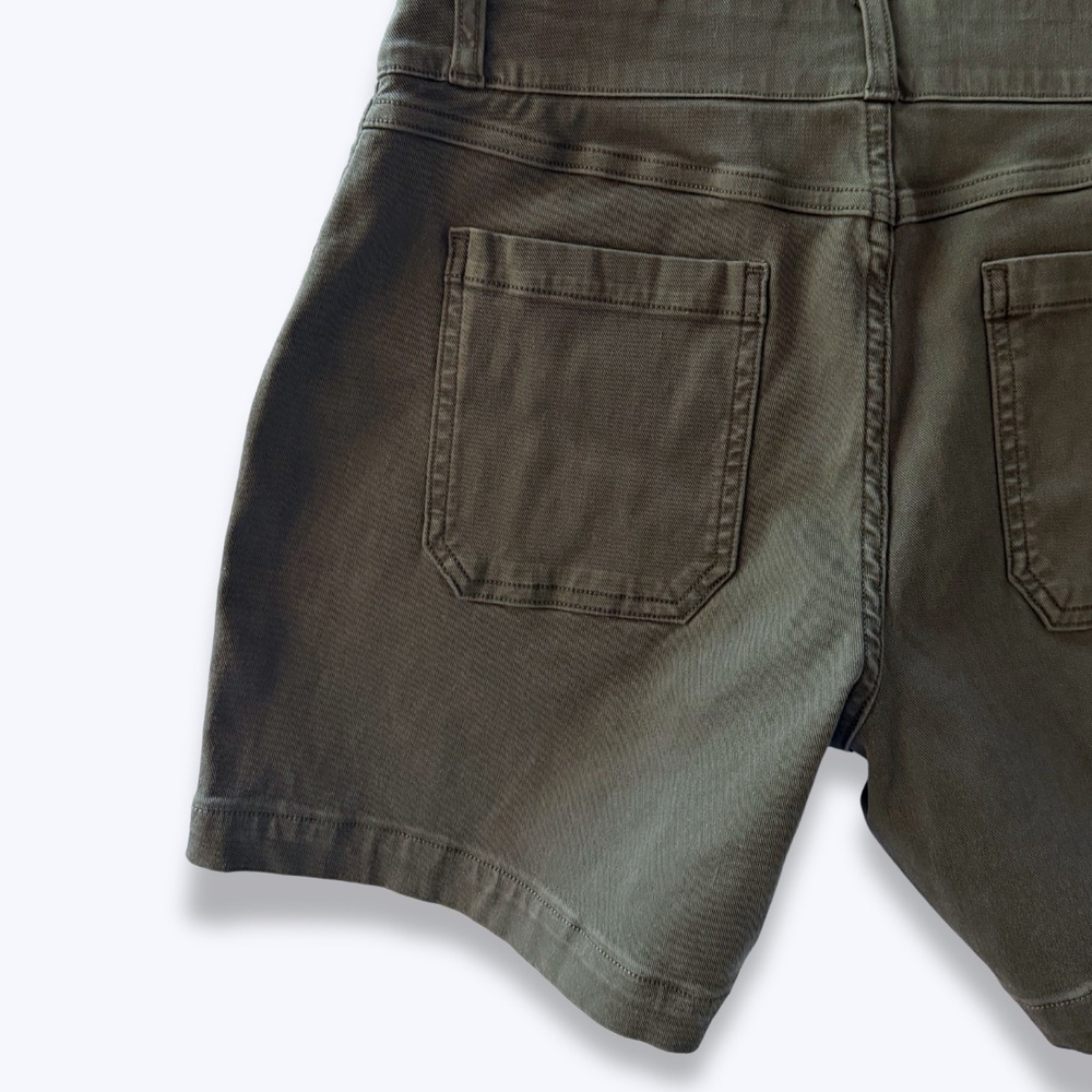 Spanx 6" Stretch Twill Shorts Olive Green Built-In Shaping Size Medium Gorpcore - Picture 5 of 7